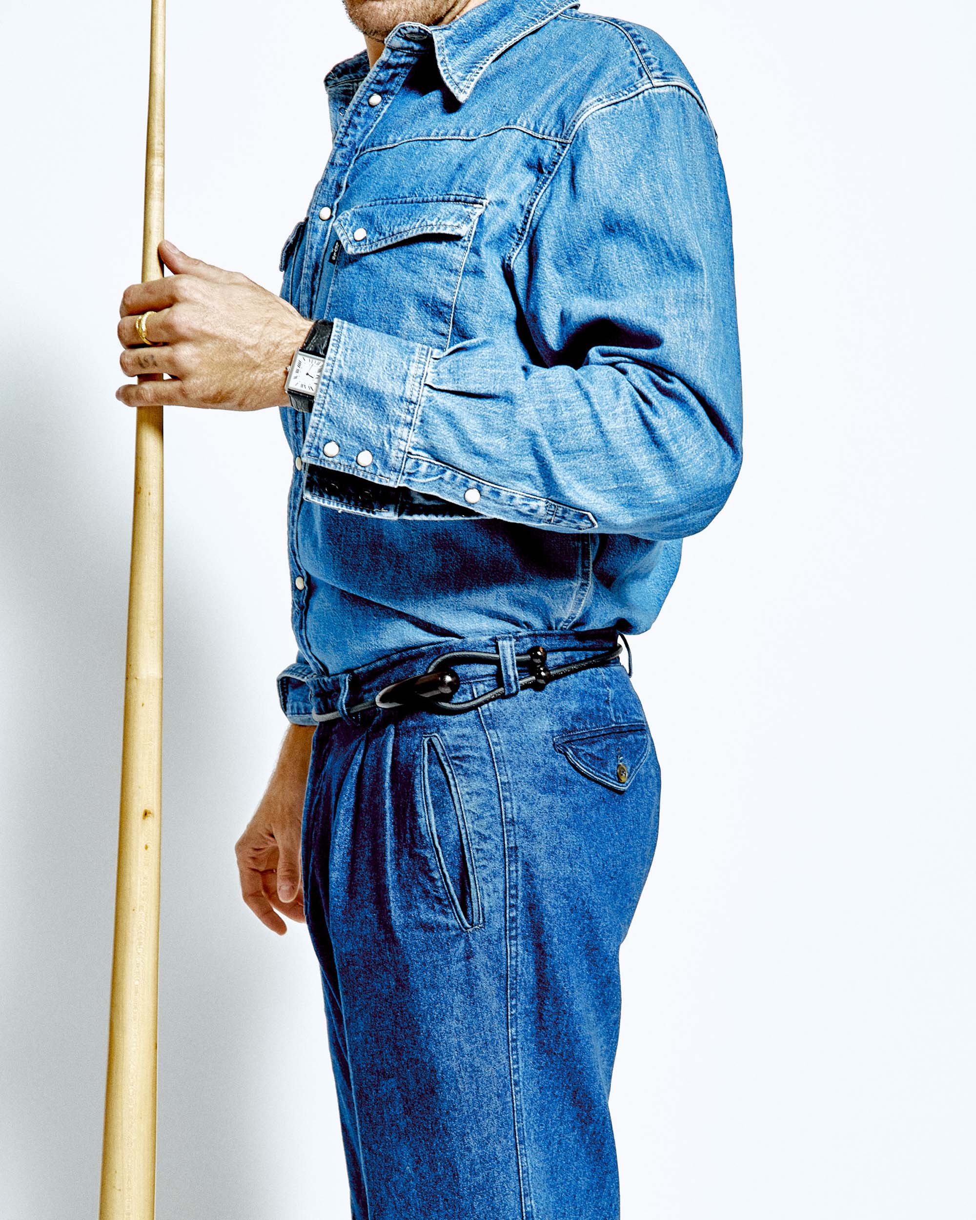 Cintura Gancio / Legno di ebano / Cuoio nero