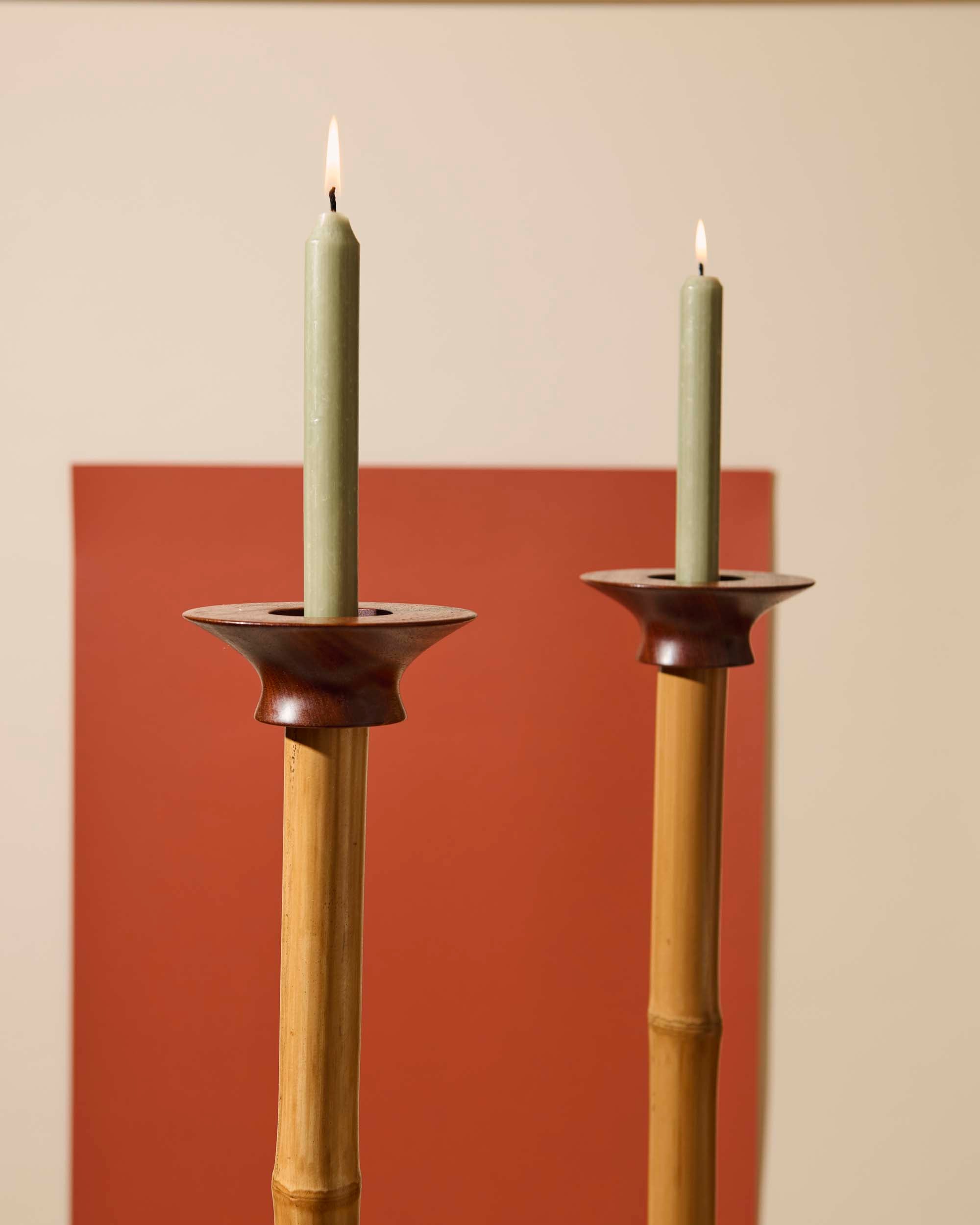 Portacandele alto in "bambù" naturale