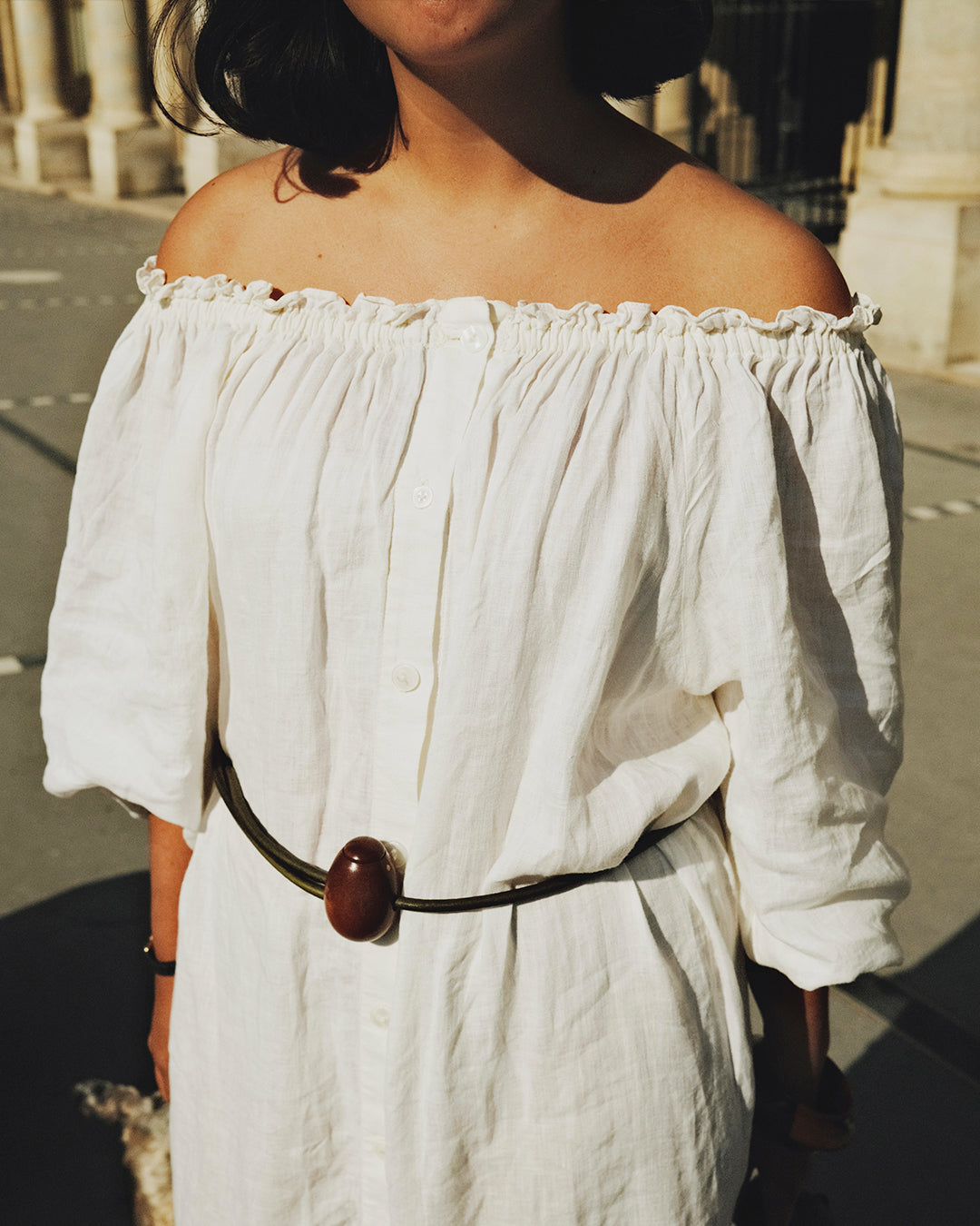 Cintura Uovo / Legno di mogano / Cuoio verde