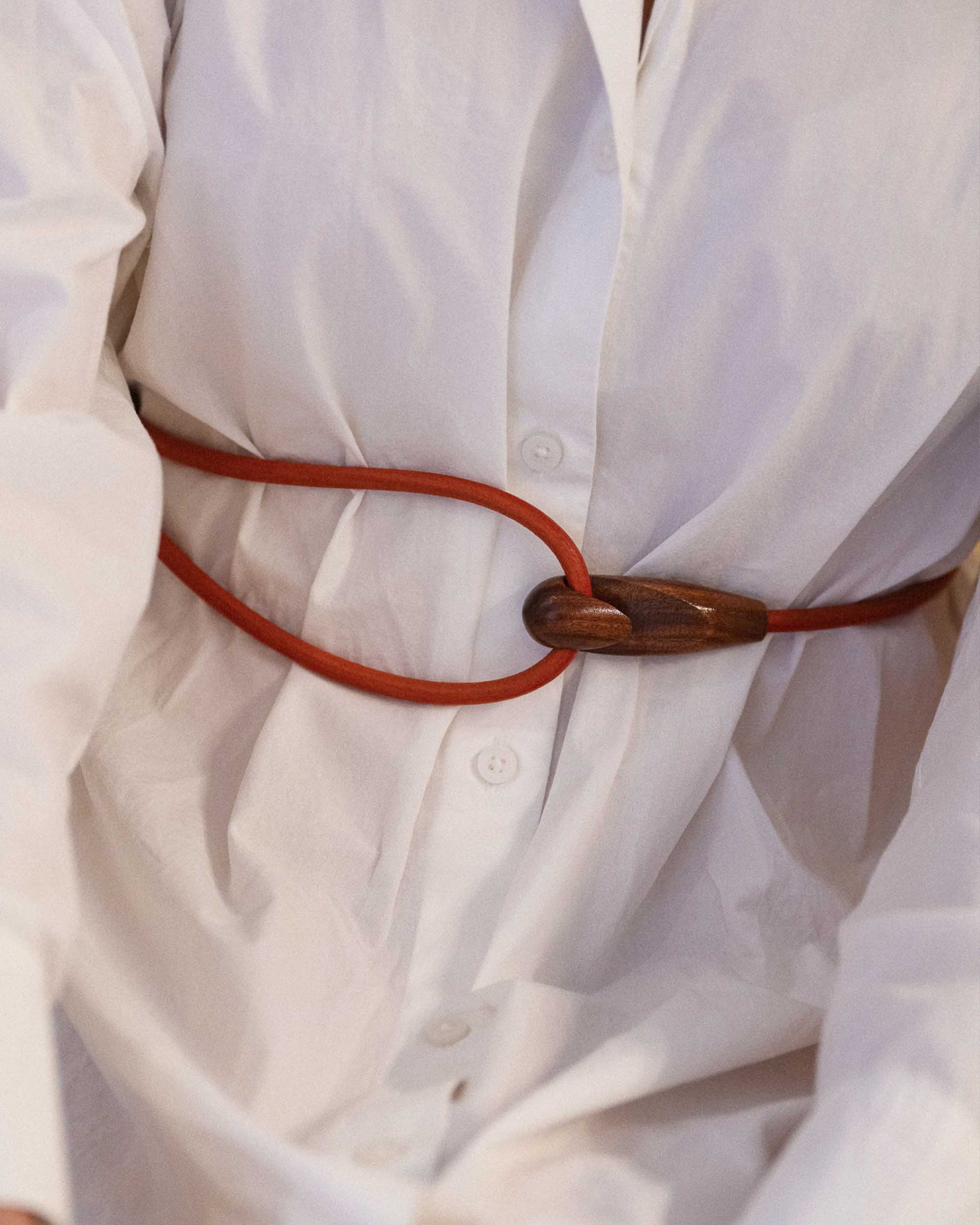 Gancio Belt / Rosewood / Orange Leather