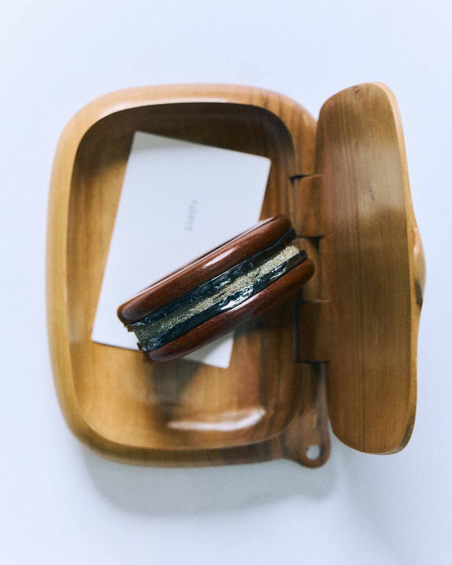 Bangle / Mahogany Wood / Diamond Dust Row