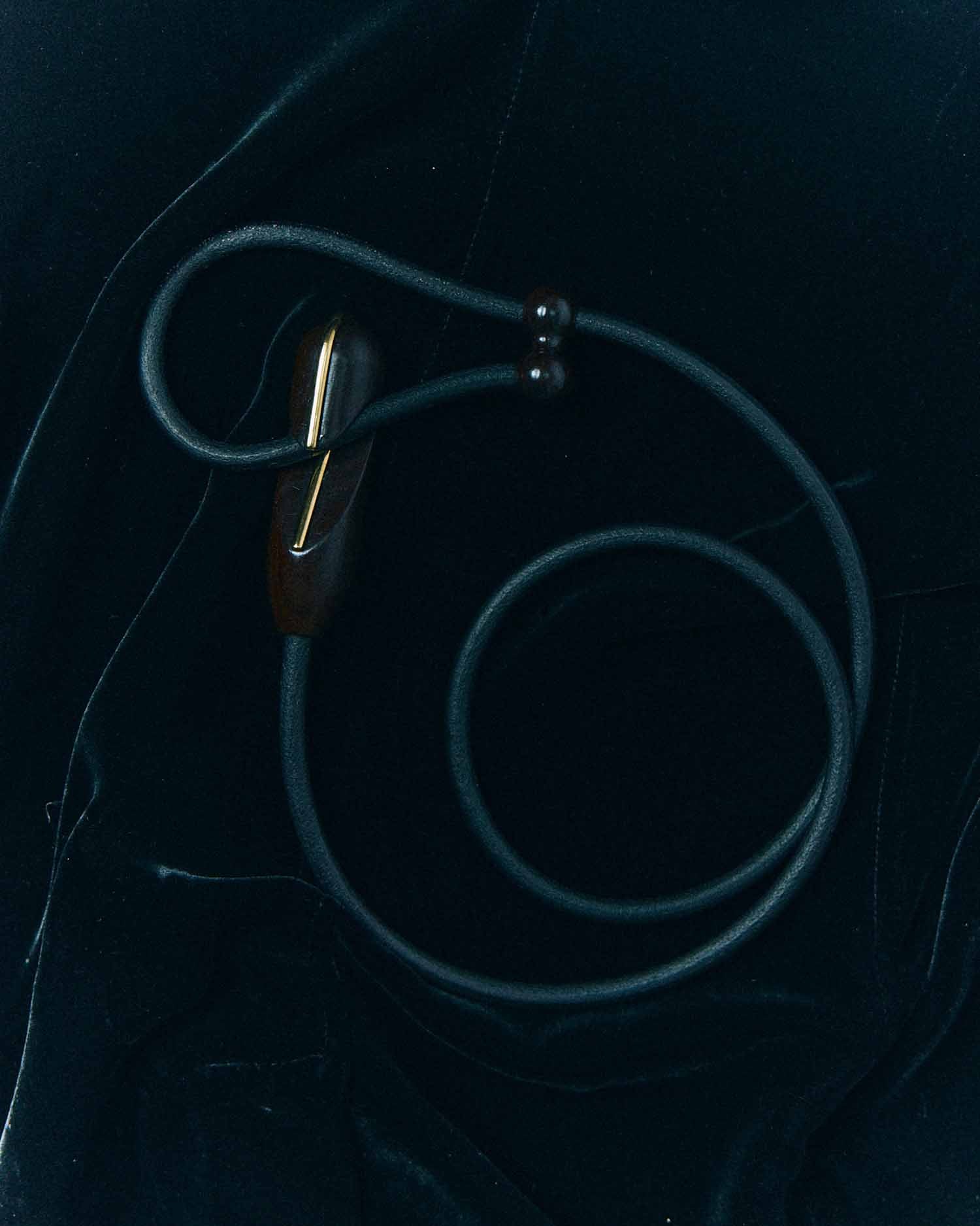 Gancio Belt/ Ebony Wood / 18kt Gold-Plated