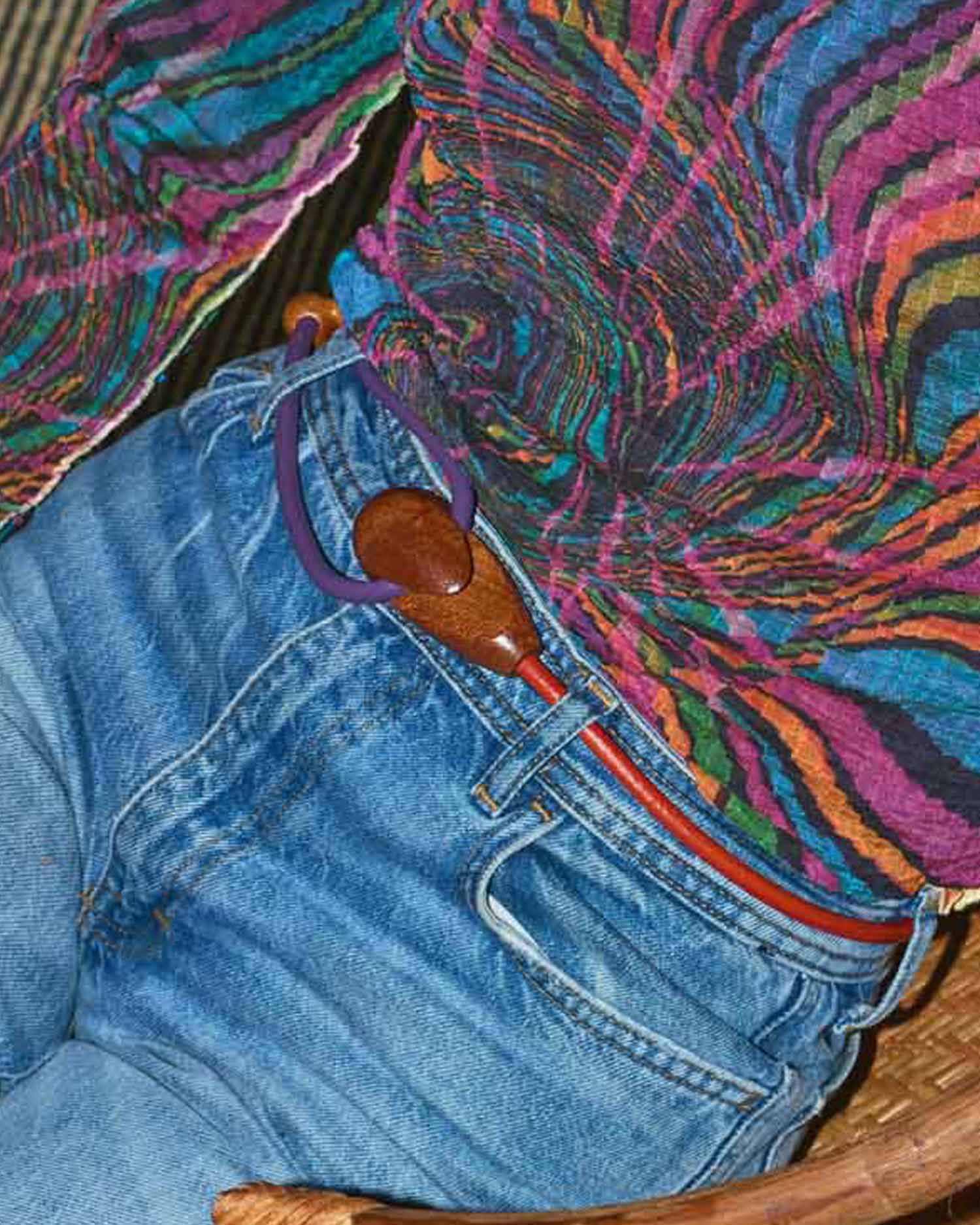 Cintura Gancio Duo / Mogano / Cuoio Viola e Arancione