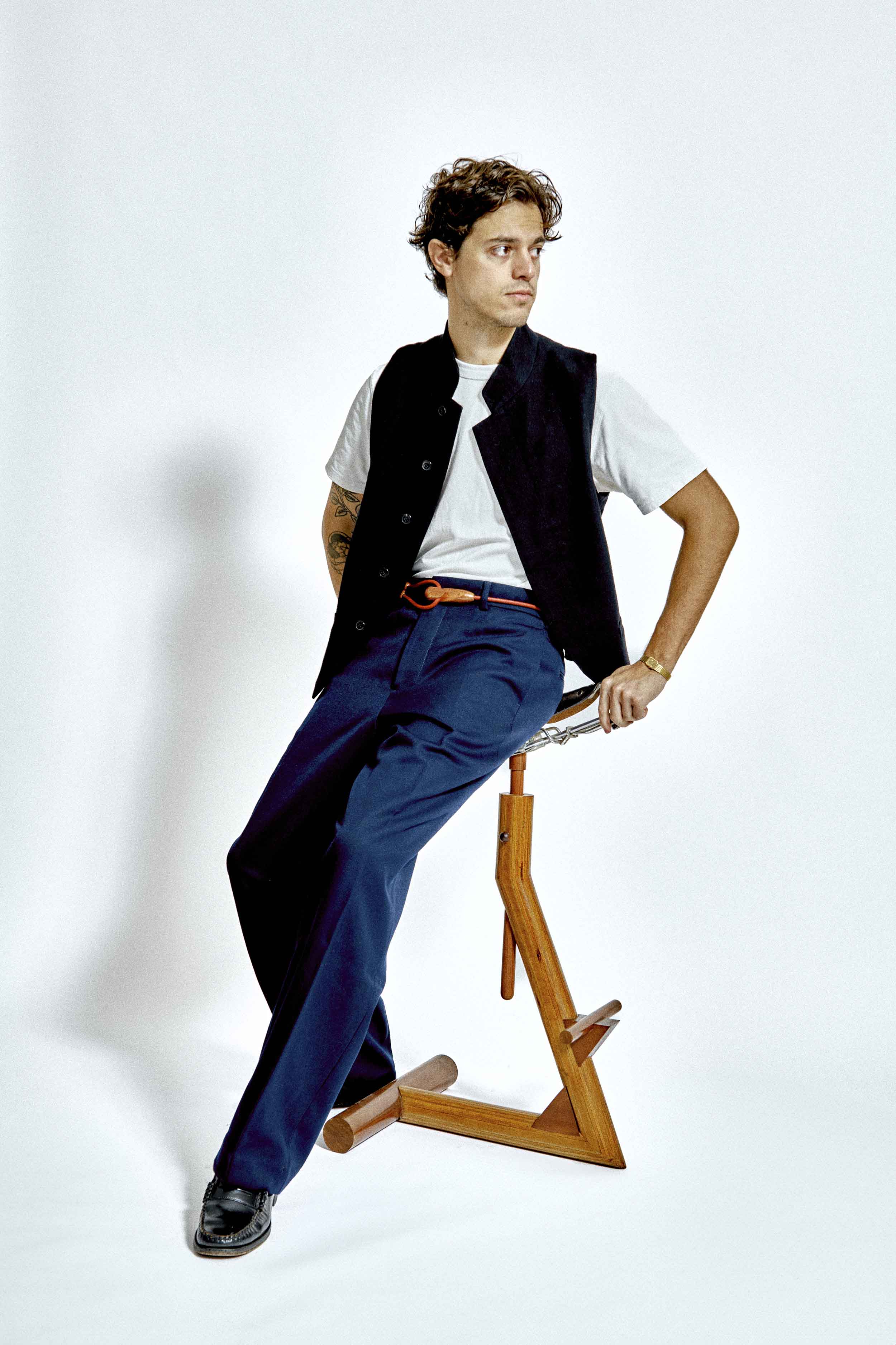 Gancio Belt / Mahogany Wood / Red Leather