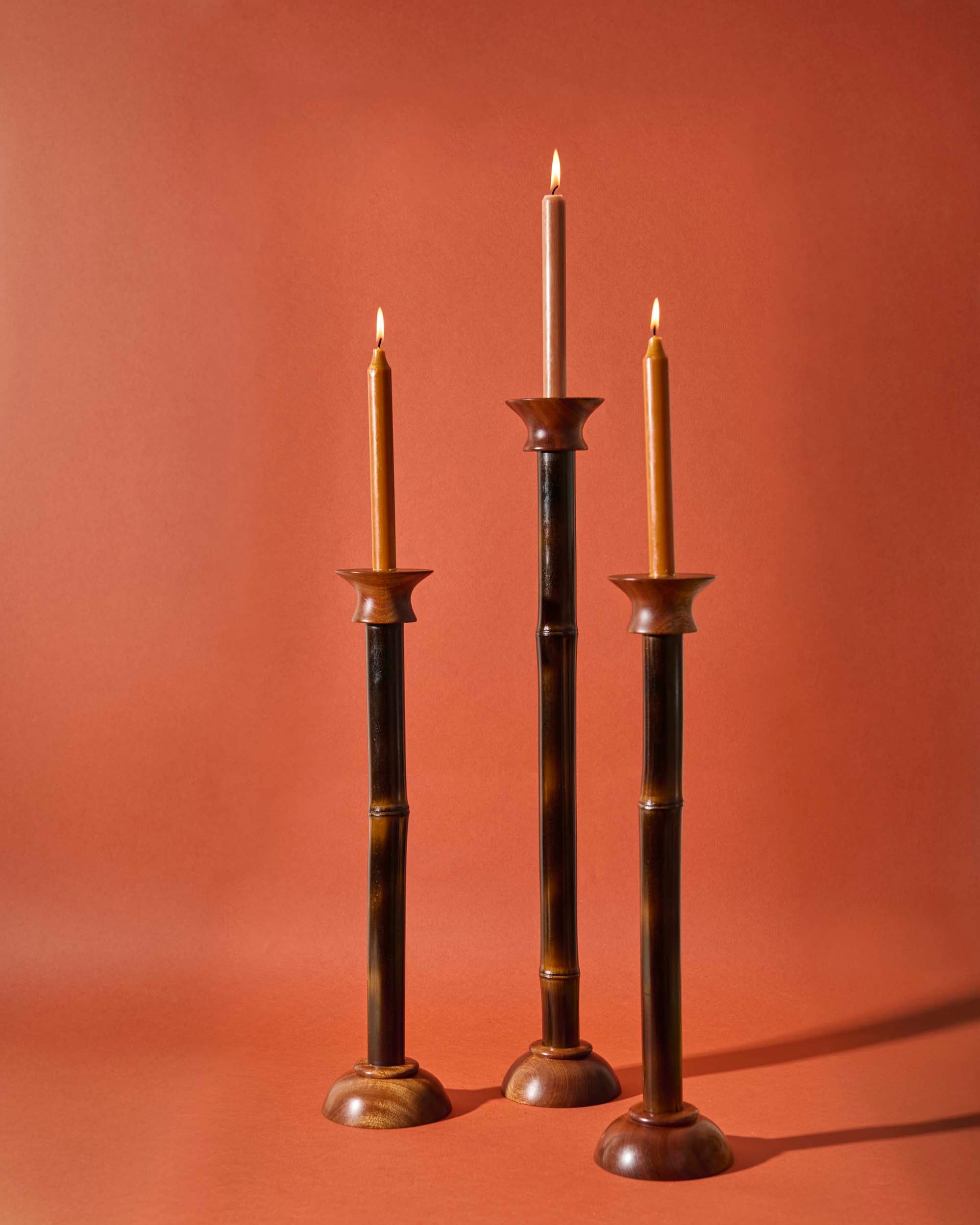 Black "Bamboo" Candleholder