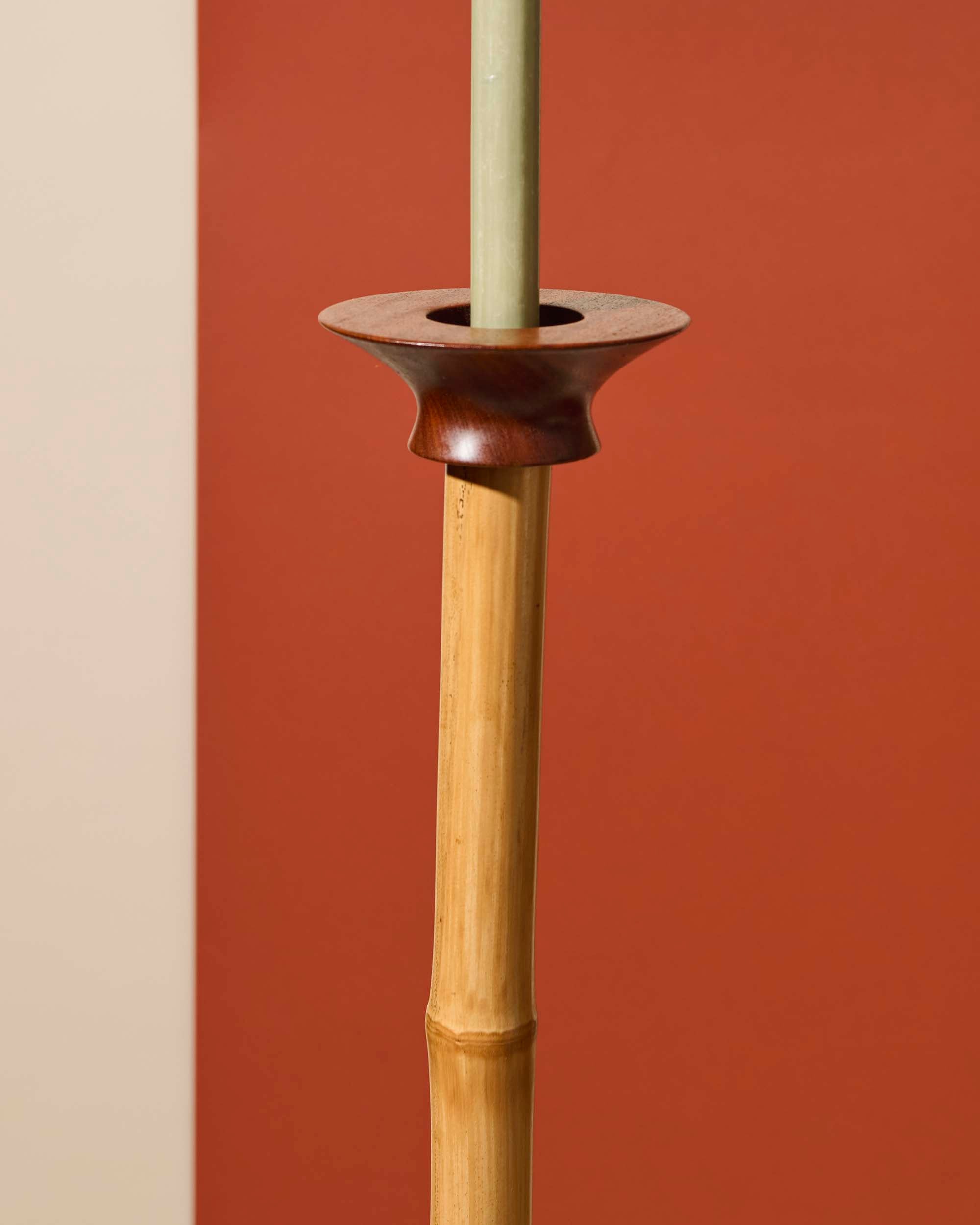 Portacandele alto in "bambù" naturale