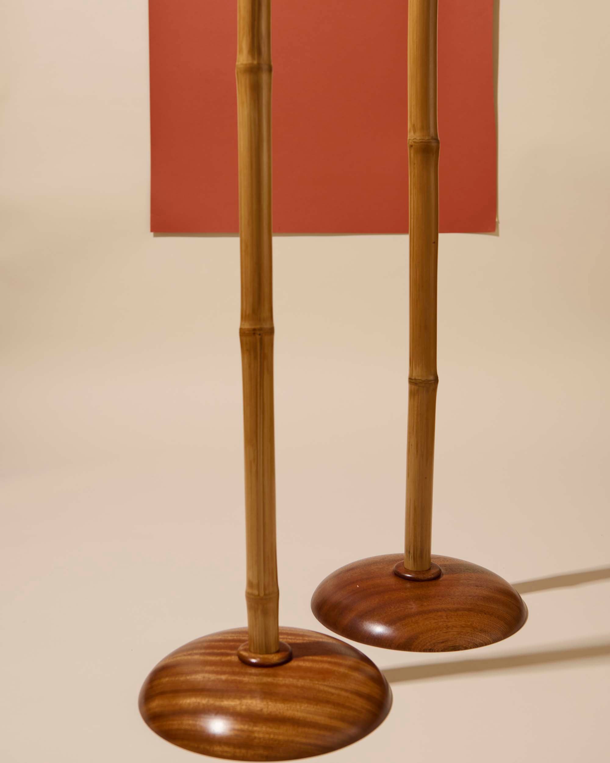 Portacandele alto in "bambù" naturale