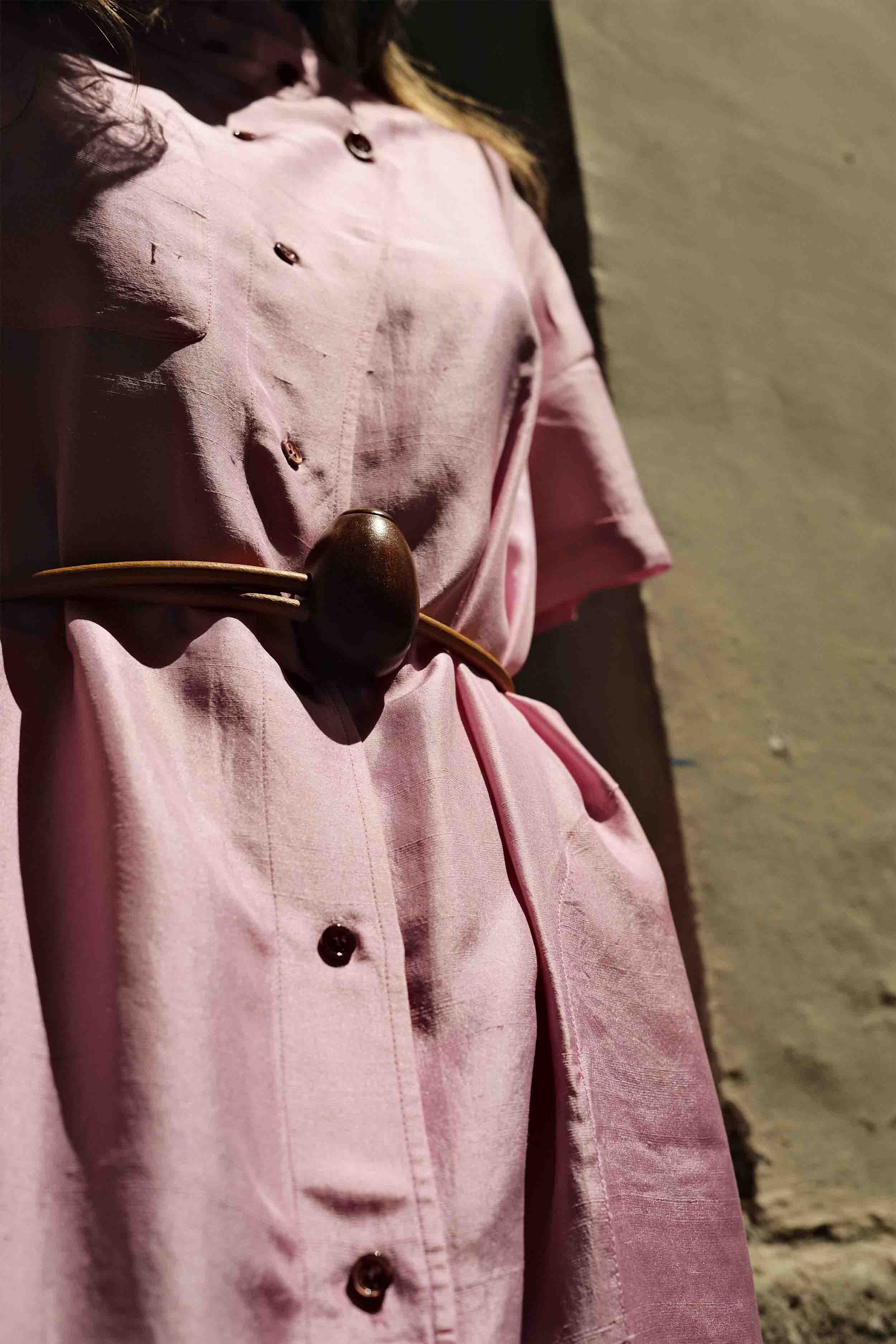 Cintura Uovo / Legno di mogano / Cuoio giallo