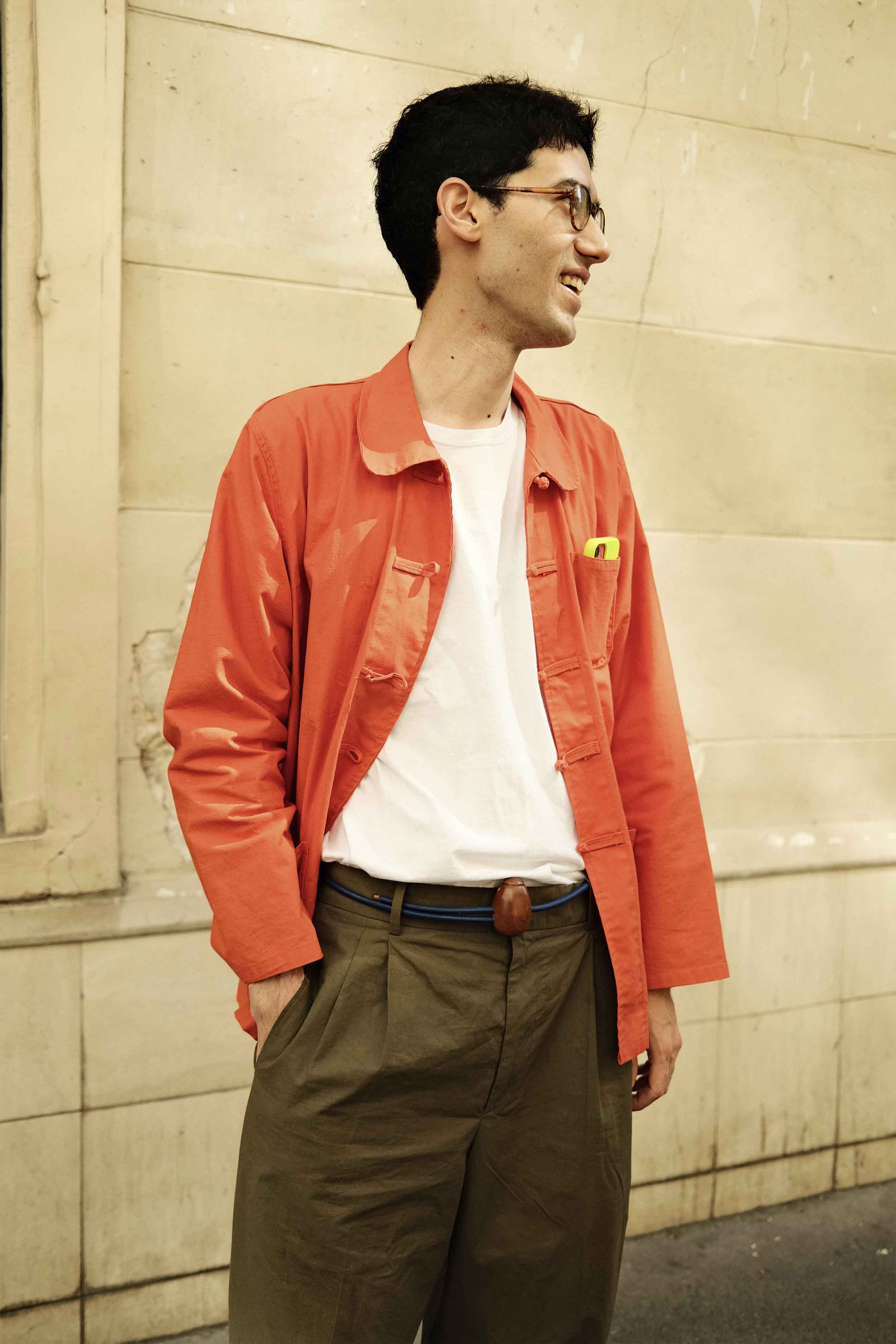 Cintura Uovo / Legno di mogano / Cuoio blu