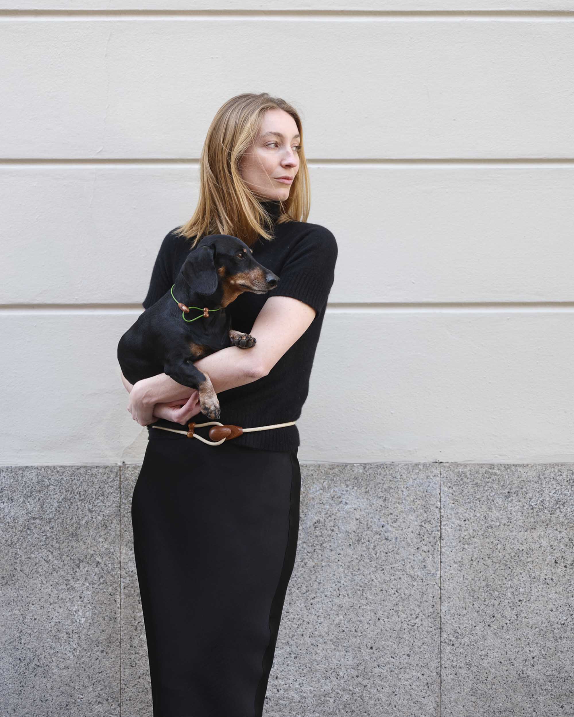 Cintura Gancio / Legno di Mogano / Cuoio Beige