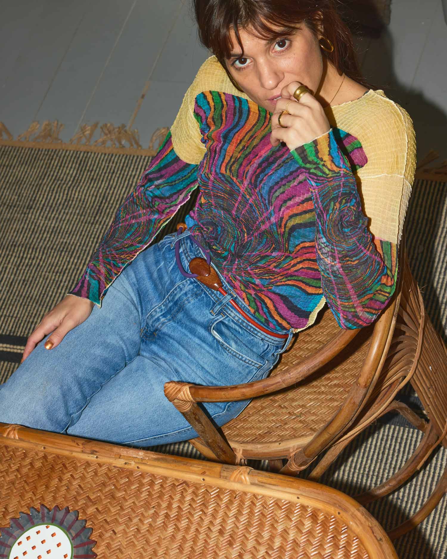 Cintura Gancio Duo / Mogano / Cuoio Viola e Arancione