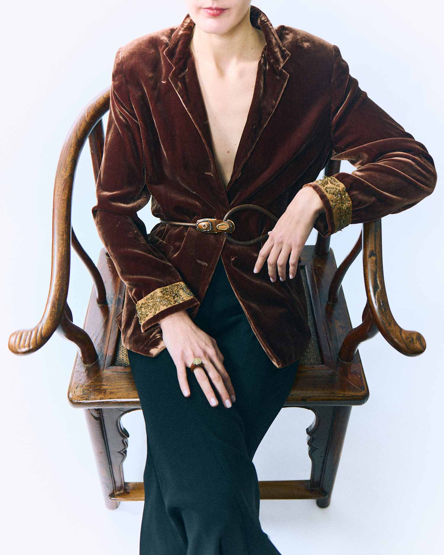 Gancio Belt / Cherry Wood / 18kt Gold-Plated