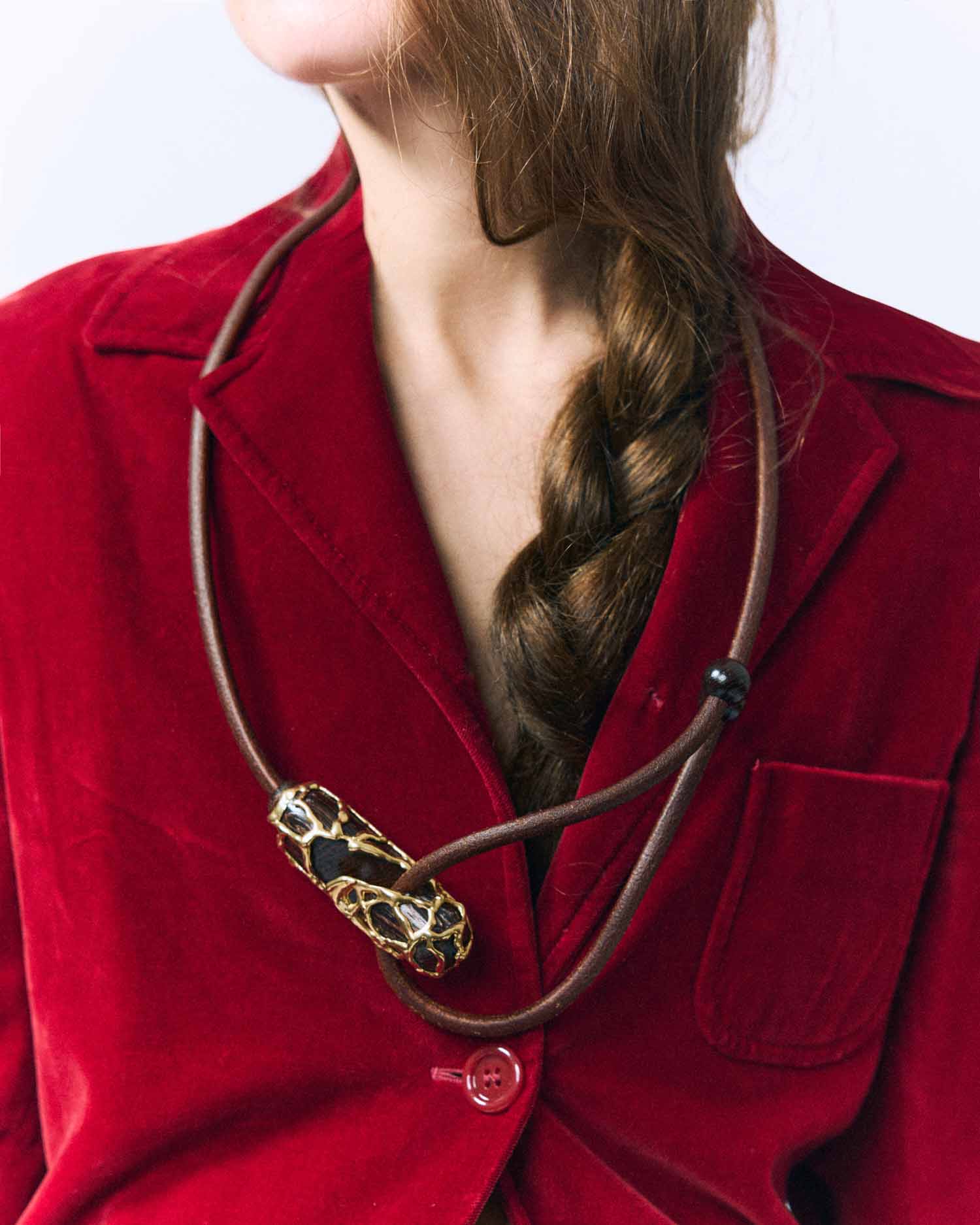 Gancio Belt / Wengè Wood / 18kt Gold-Plated