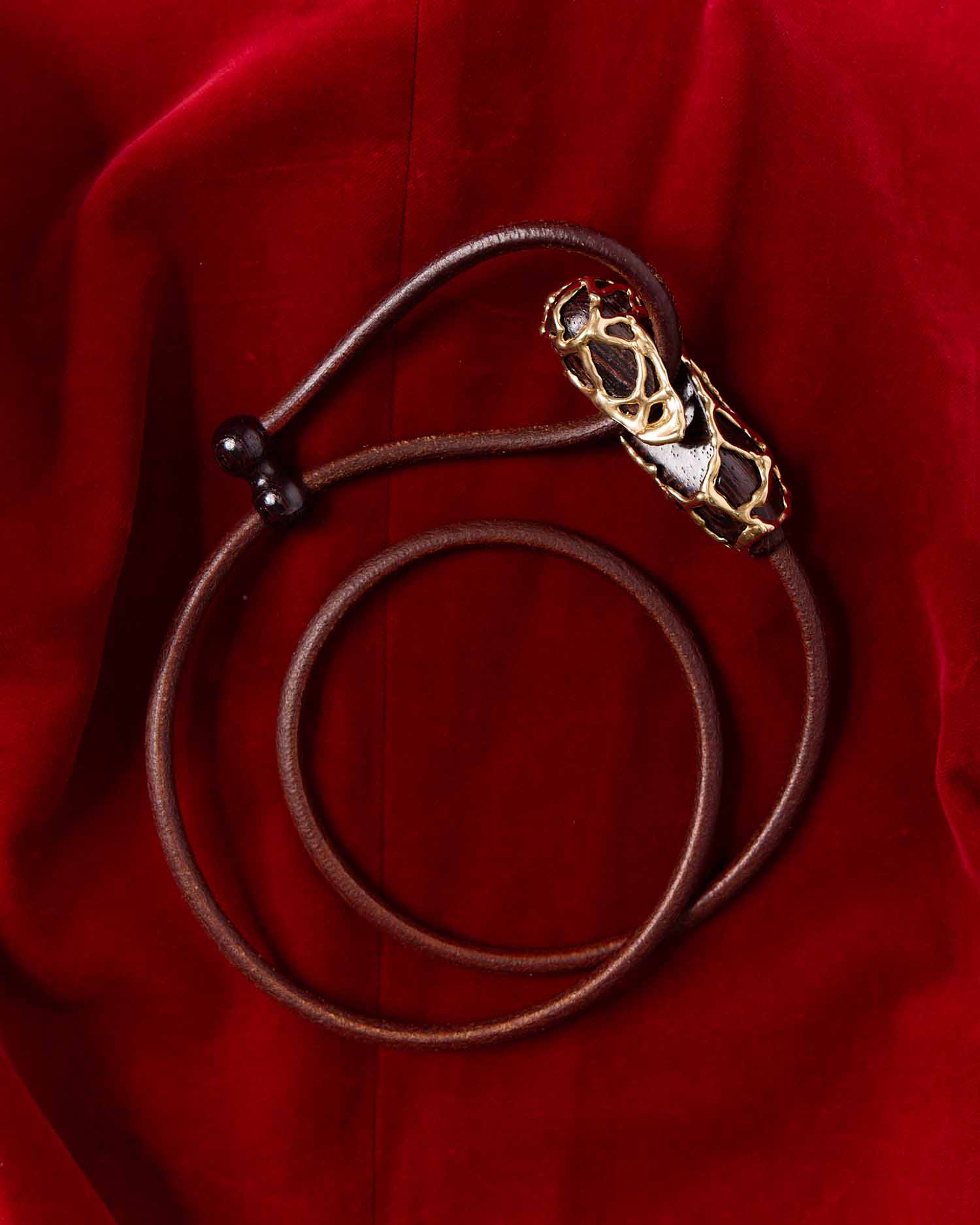 Gancio Belt / Wengè Wood / 18kt Gold-Plated