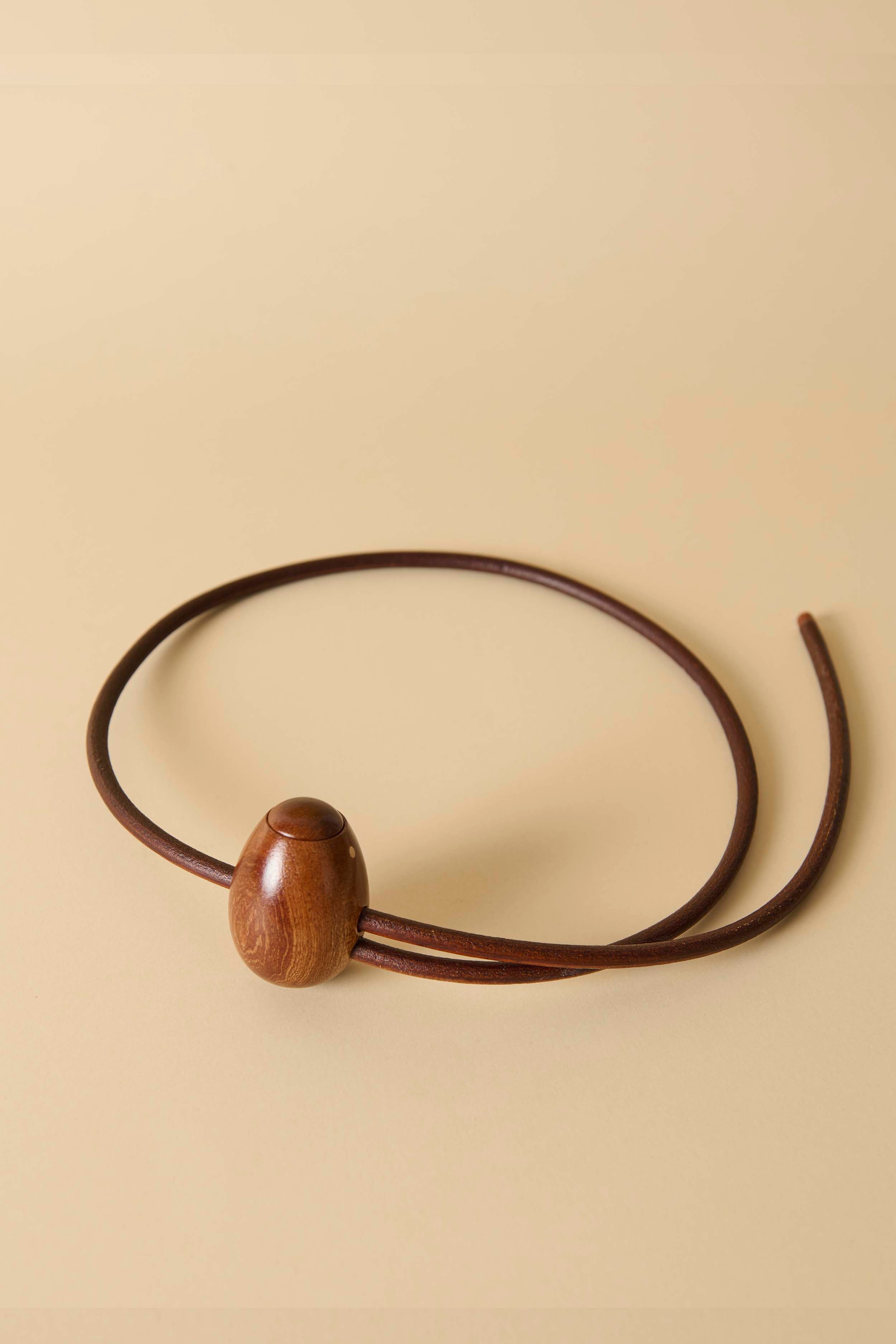 Uovo Belt / Mahogany Wood / Brown Leather