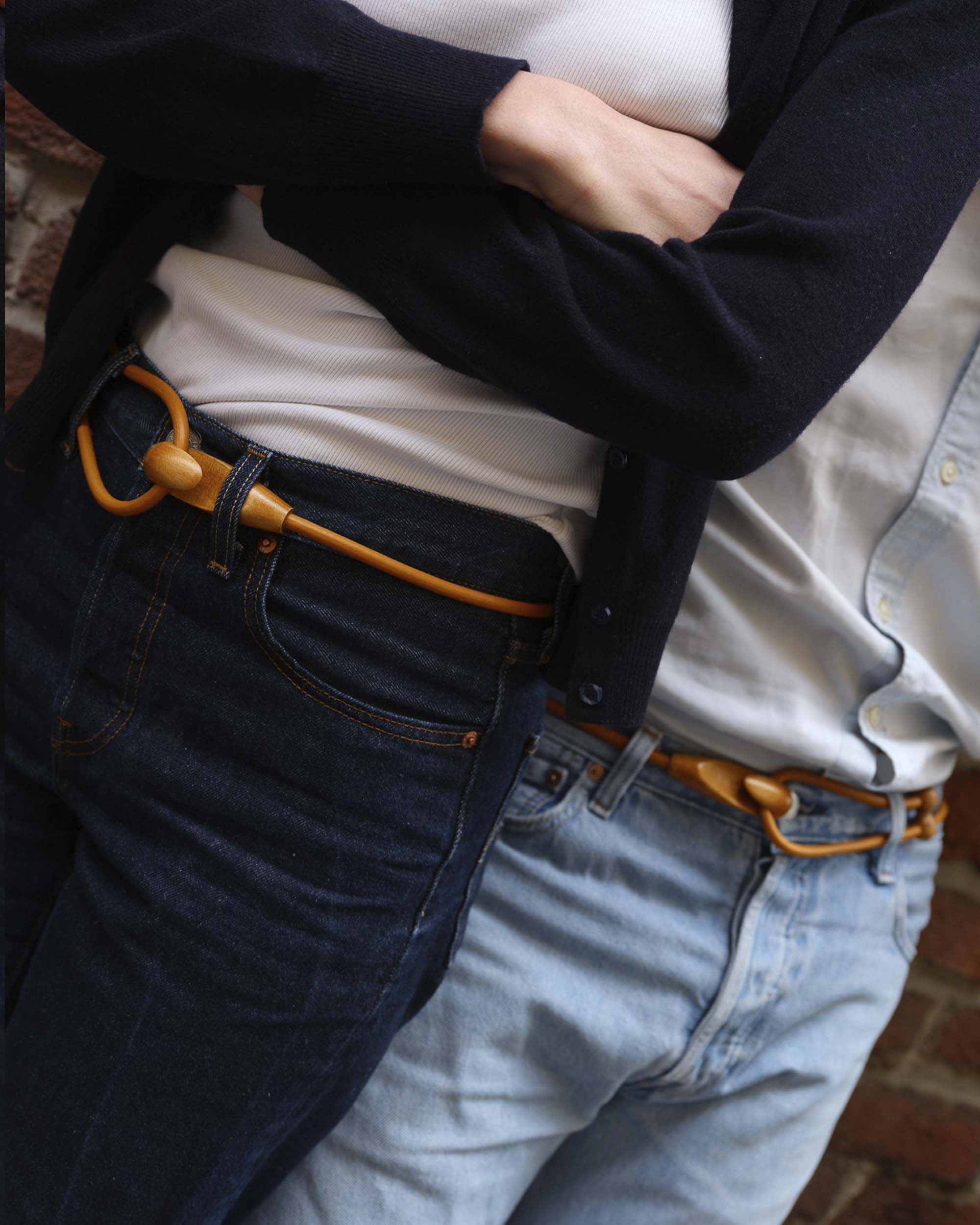 Cintura Gancio / Legno d'acero / Cuoio giallo